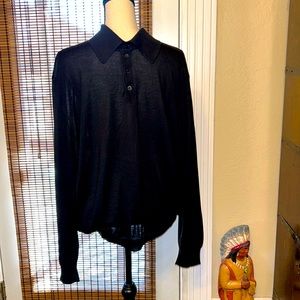 Zilli Cashmere Silk Collared Polo Sweater Black Size EU60 NWOT